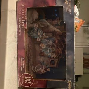 Vintage musical animated nativity shadow box